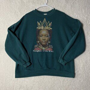 Vintage Cheetah Sweatshirt XL Green Graphic Logo Queen Princess 1990s Made USA